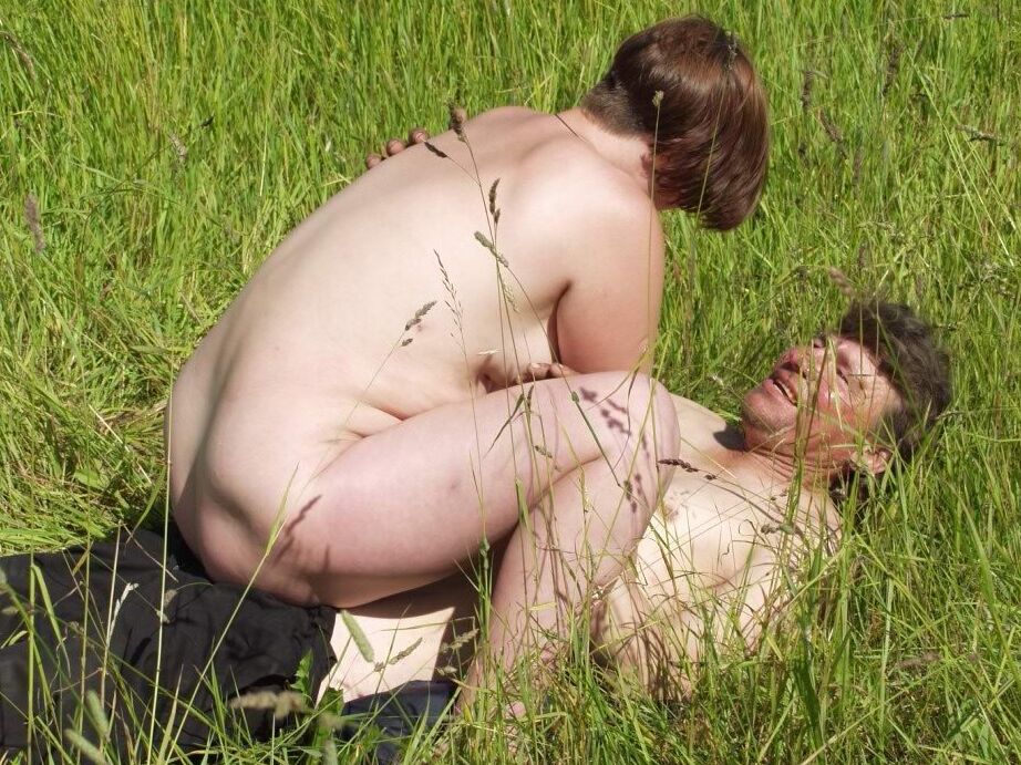16P Short haired fatty heads into a farmer's field for sex with a homeless man
