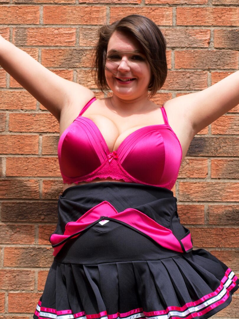 16P Overweight amateur Roxy doffs a cheerleader uniform in over the knee socks