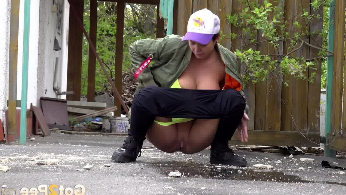 15P Busty babe Chloe gushes on the ground