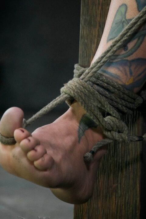 15P Bound slave Rain DeGrey endures rope torture & brutal BDSM strapon fucking