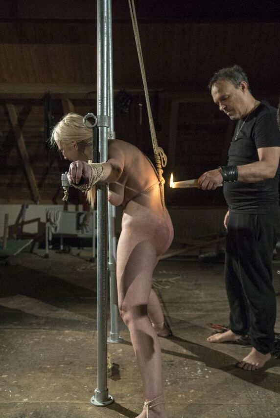 16P Blond sex slave Roxy Risingstar find herself being tortured while in bondage