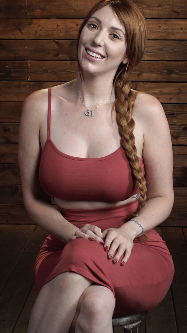 20P Voluptuous redheaded MILF Lauren Phillips gets tied up and toyed on a table