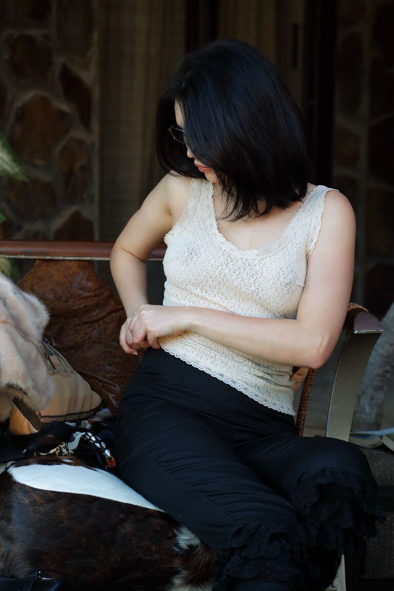 21P Raven-haired teen goddess Malena showing her cuddly tits & her bald twat