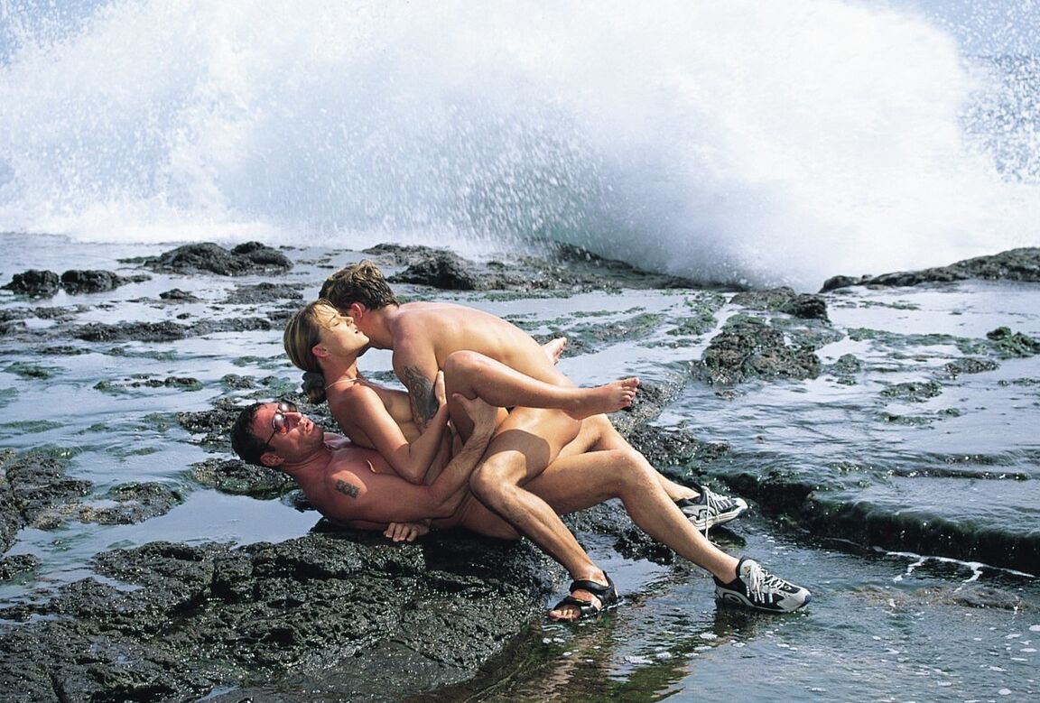 18P Hungarian MILF Nikki Montana gets spit roasted in a hot FFM 3some at the beach