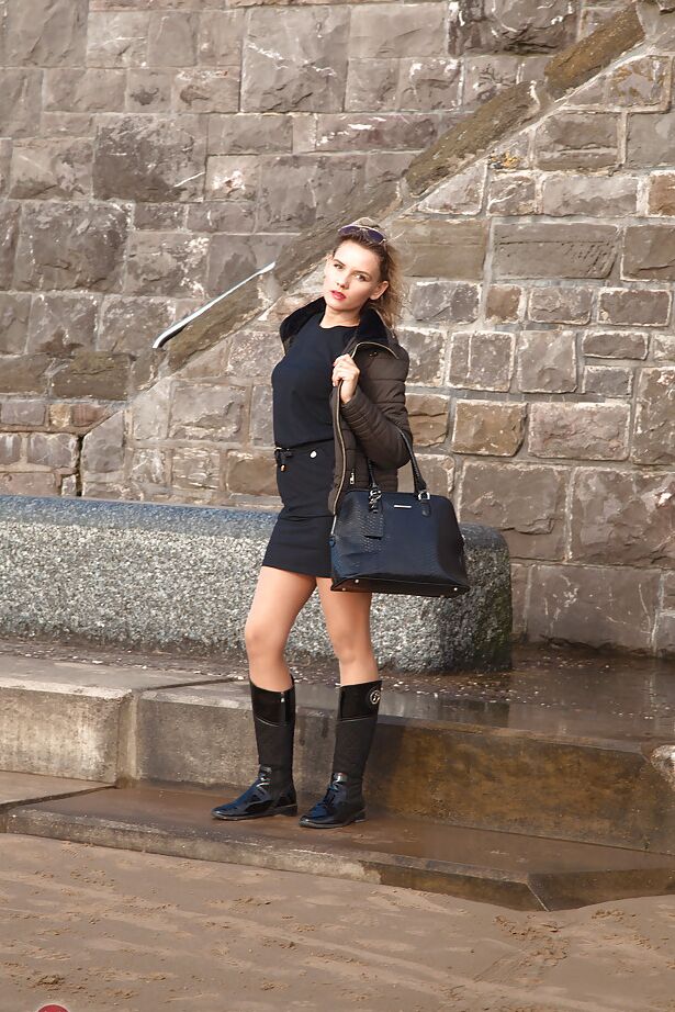 12P Clothed MILF Regina flashing upskirt beaver in public with no panties on