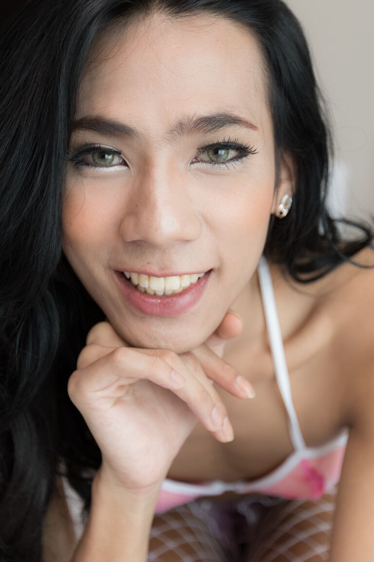 17P Slender ladyboy Peach pulls anal beads out of her filthy asshole