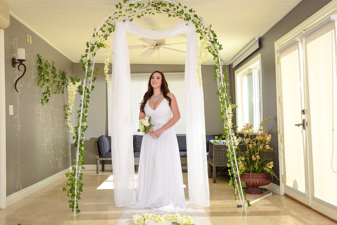 21P Buxom bride Angela White lets out her huge breasts and flashes her fat ass