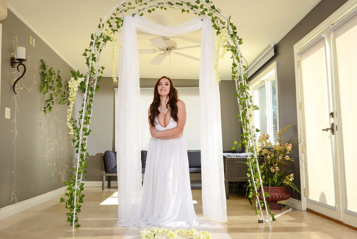 21P Buxom bride Angela White lets out her huge breasts and flashes her fat ass
