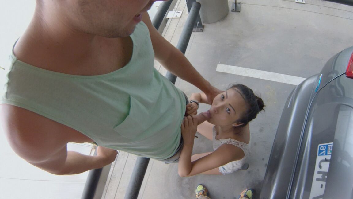 21P Asian honey Sharon Lee unveils her round ass and gets rammed while standing