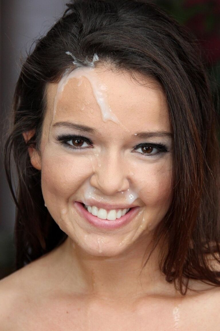 21P Cute brunette Emma Heart facialed while blowing & tit-fucking a throbbing cock