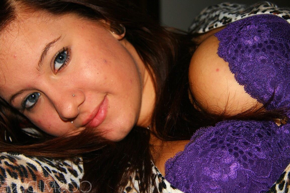 16P Brunette first timer shows off her big natural tits in pink panties