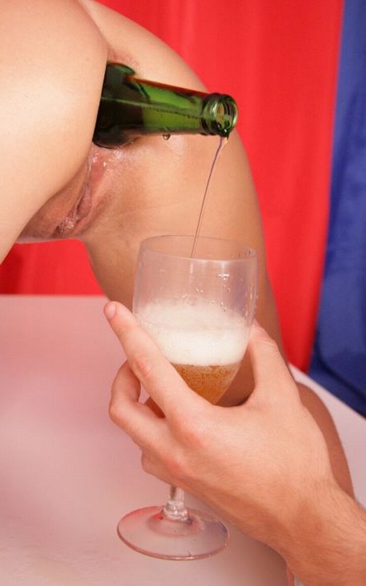12P Kinky amateur Alysa Gap pours a beer out her ass after a bottle insertion