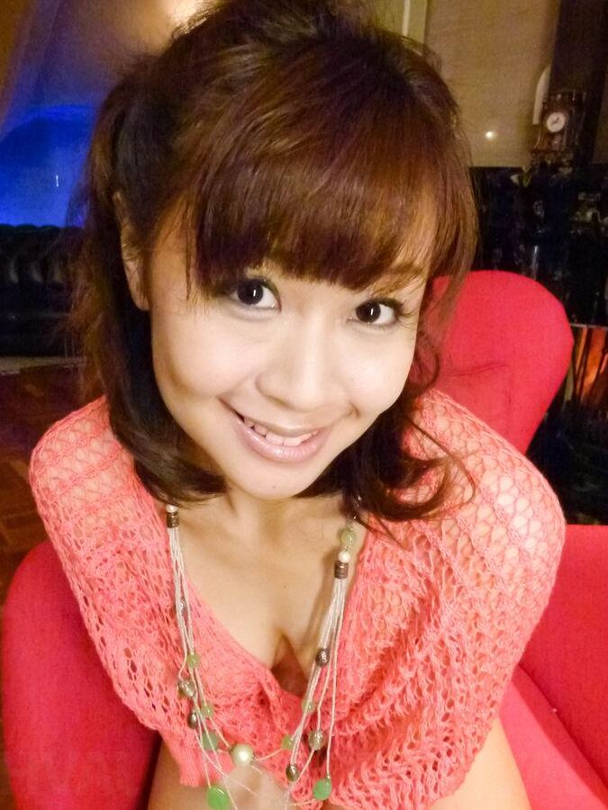 16P Maika Asian with cans in fishnet blouse puts vibrator on beaver