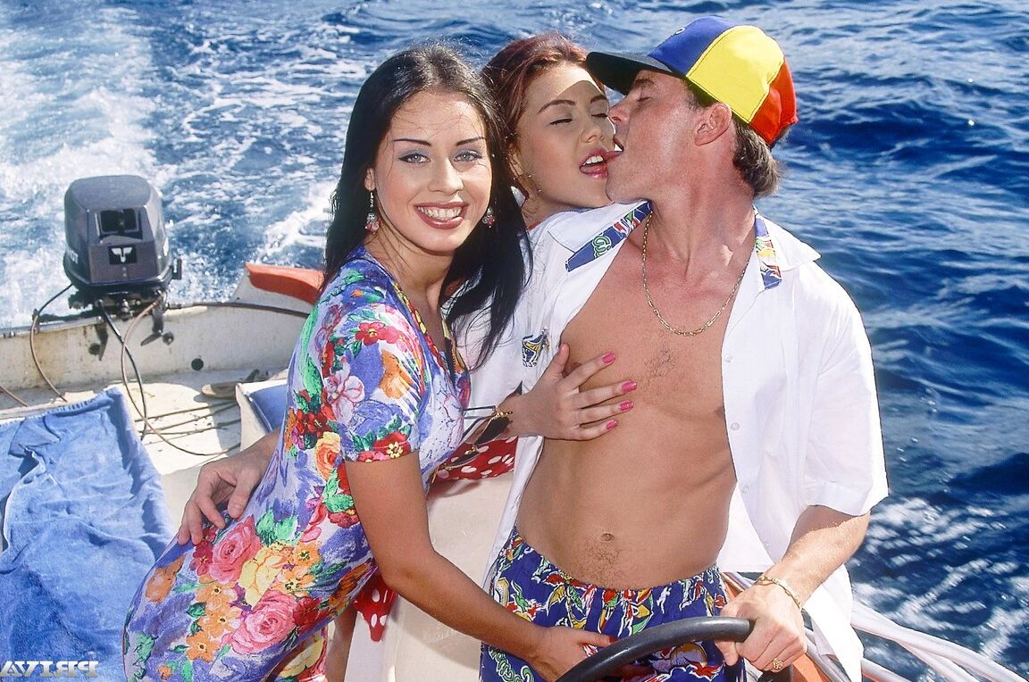 12P Nataly and Joy do anal sex and catch jizz while fucking a guy on his boat