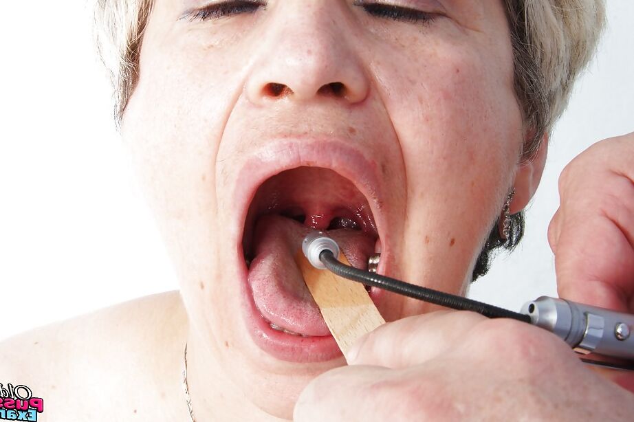 16P Fatty gets her mature shaved cunt spread for a violating gyno visit
