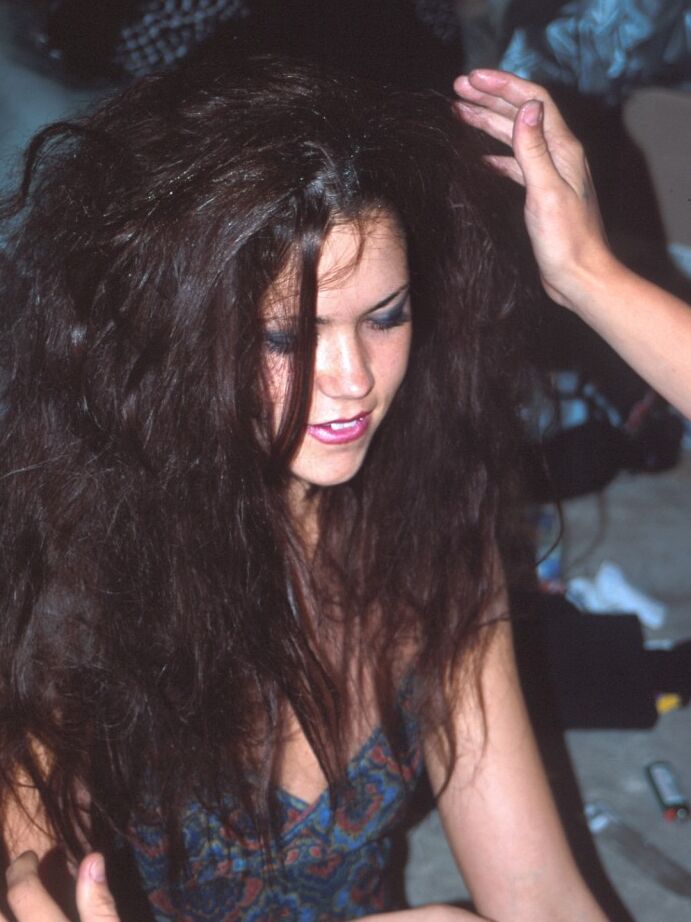 15P First timer with big hair Cherry Rain exposes her nice ass and pert tits