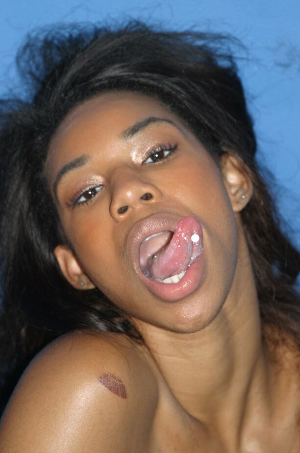 19P American ebony Pleasure Bunny blowing off and banging a gloryhole cock