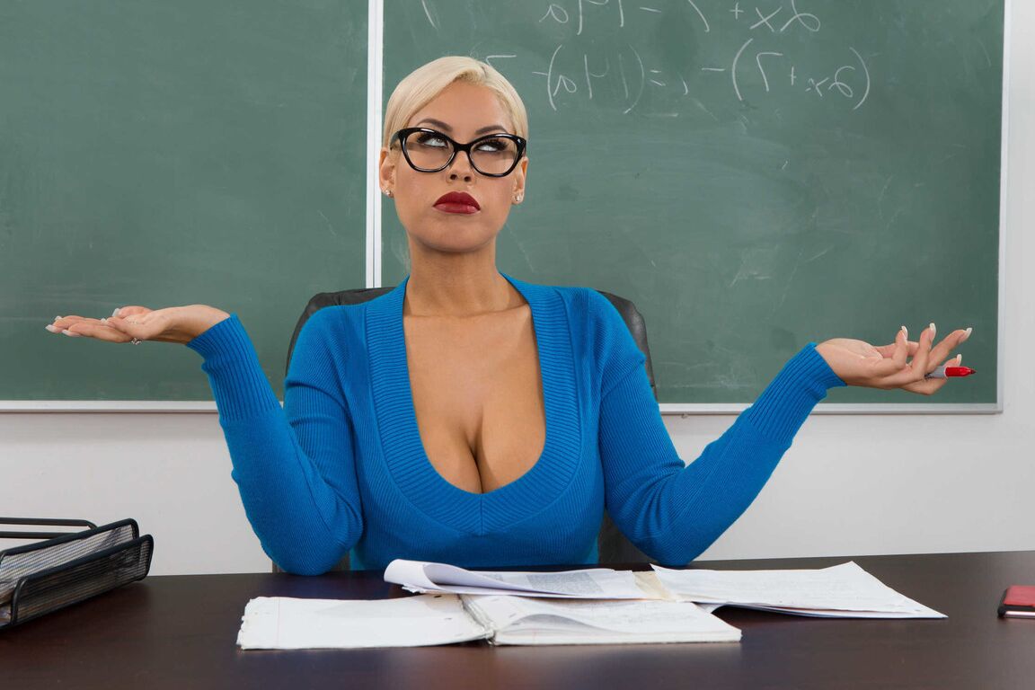 21P Blonde teacher Bridgette B unleashes big tits & gets fucked in a classroom POV