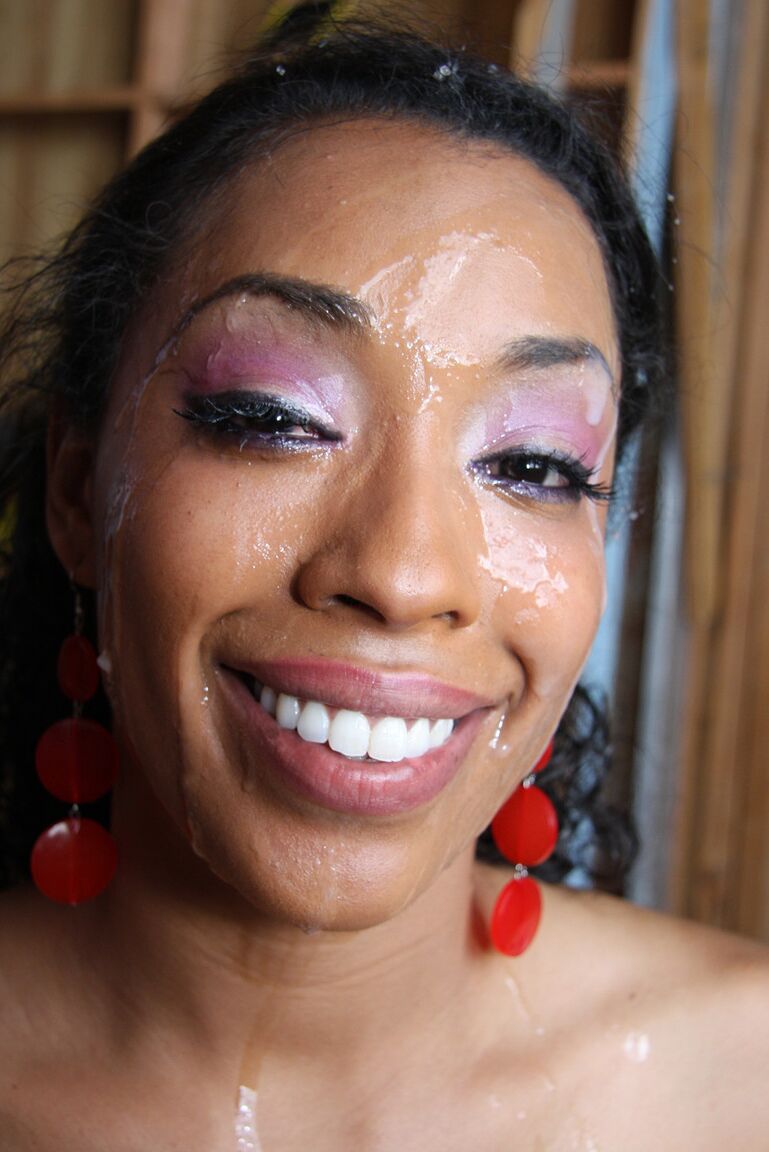20P Ebony MILF Donna Red gets facialized by redneck racists in the basement