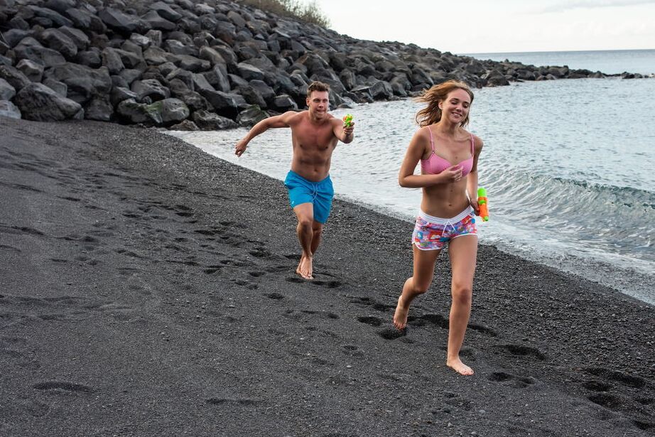 12P Fooling around on the beach, cute lovers Oxana Chic and Corey go from playful