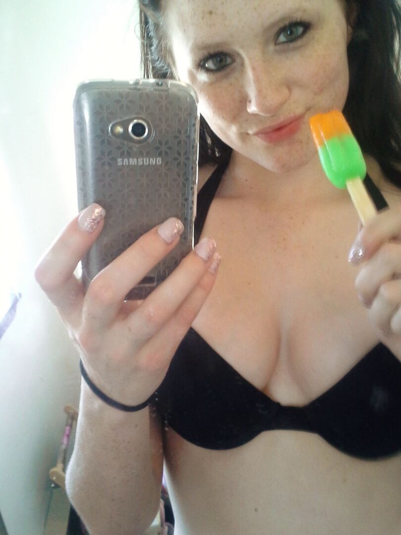 12P Teen amateur Freckles 18 takes selfies while getting naked in a SFW manner