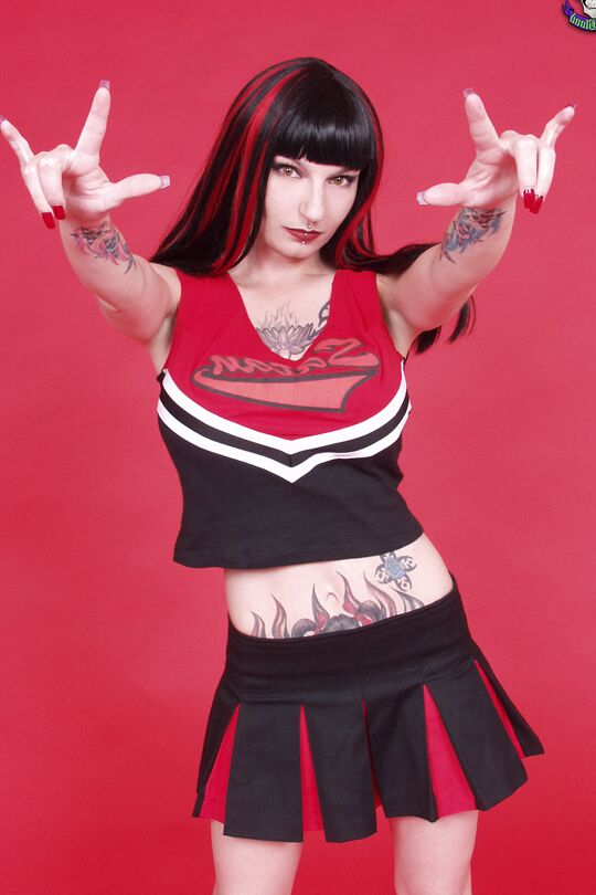 15P Satan cheerleader fucks self with cross