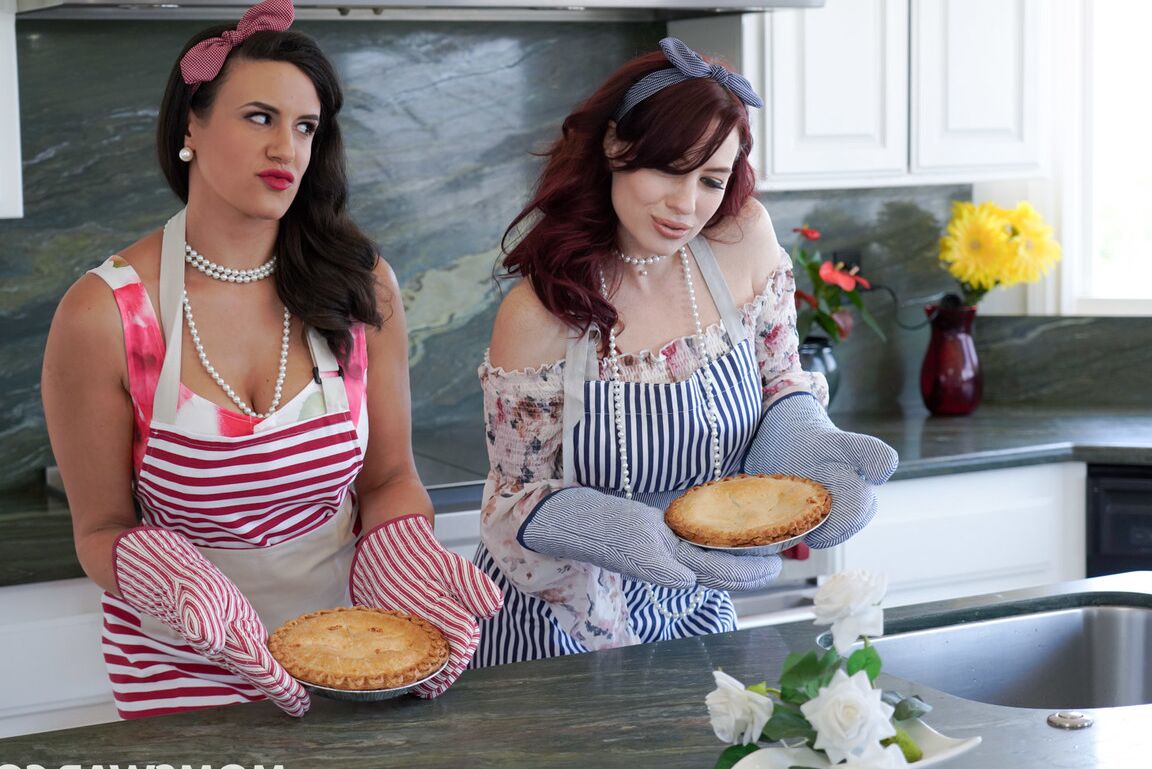 21P Horny MILFs Penny Barber and Jessica Ryan switch their husbands on a couch