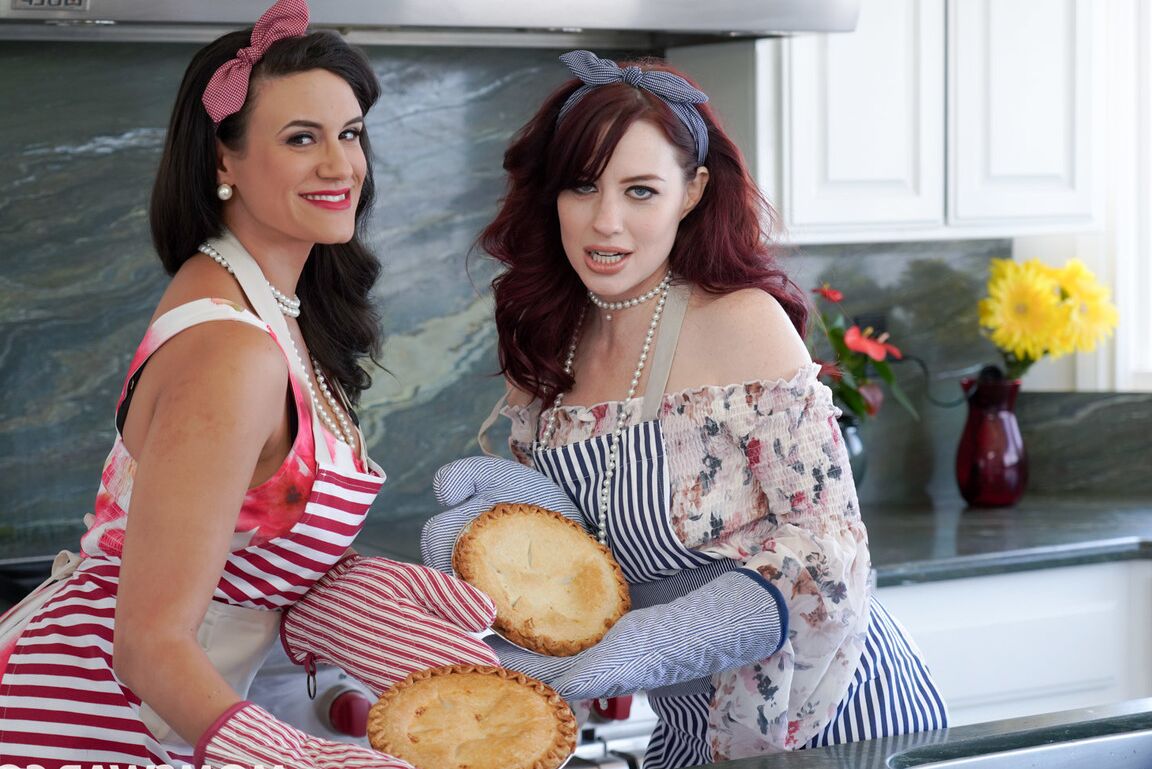 21P Horny MILFs Penny Barber and Jessica Ryan switch their husbands on a couch