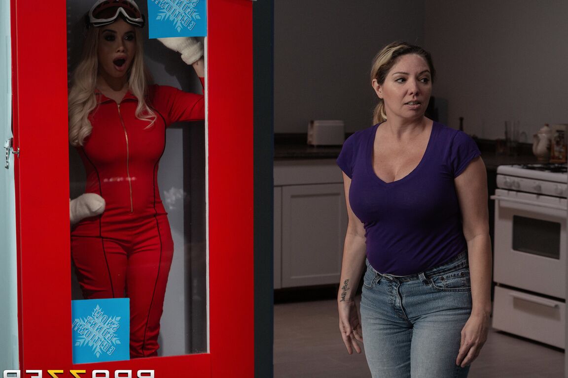 21P Busty blonde babe Victoria June doffs her red uniform and takes a dick