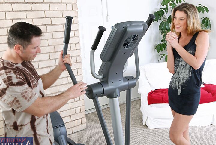 14P Kayla Paige works up a sweat by fucking the repair man