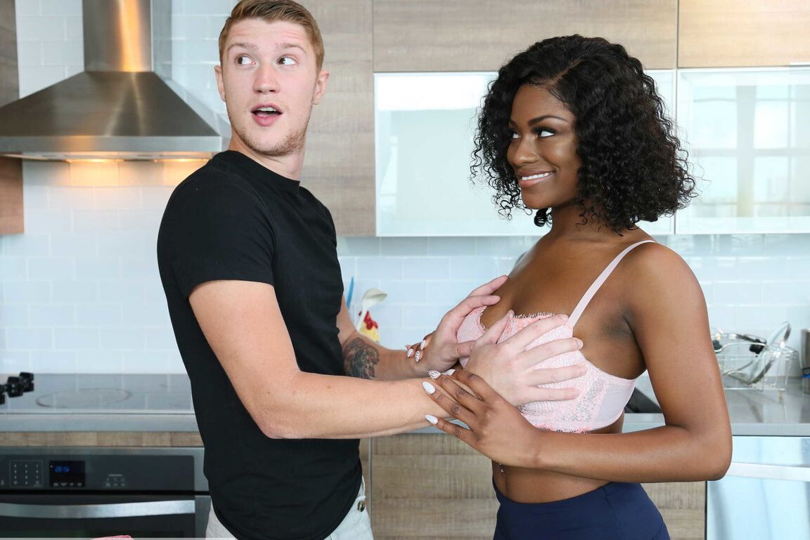 21P Afro-American girlfriend Evi Rei sucks a white prick & takes it from behind