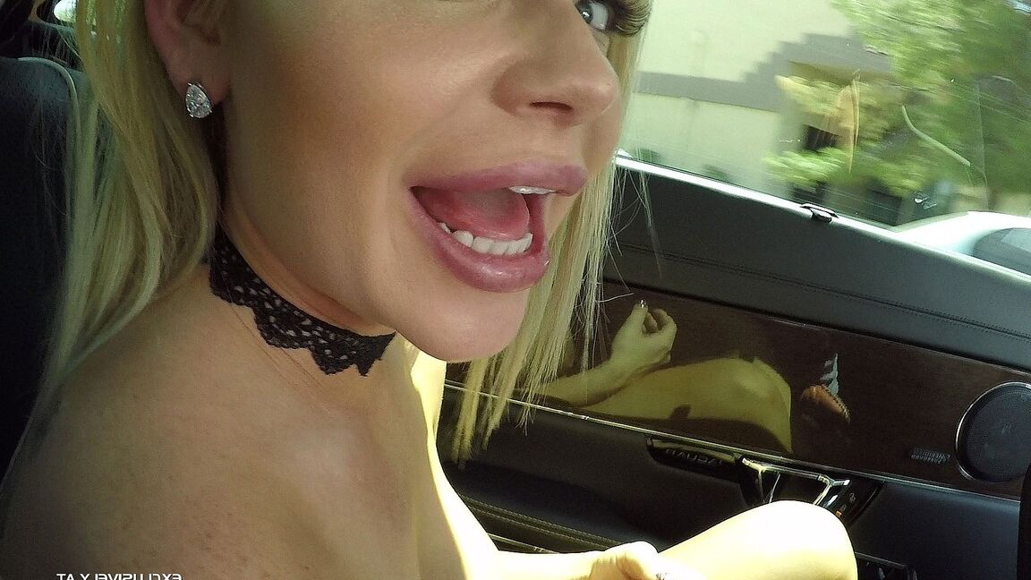 18P Busty blonde Rachele takes a shower after being gangbanged in a black choker
