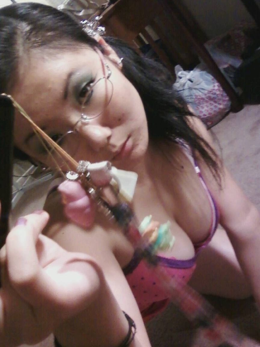 20P Sweet Asian girl with stunning big tits Chiyoko poses in front of a mirror