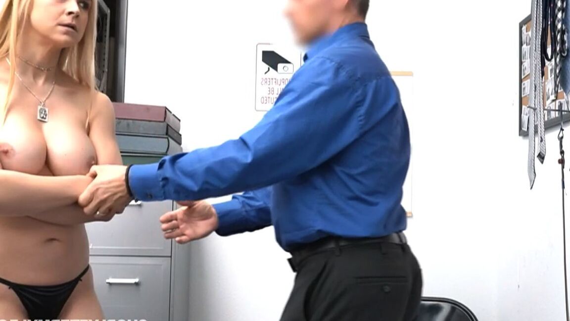 21P Busty MILF Sarah Vandella gets stripped and fucked by a guard after stealing