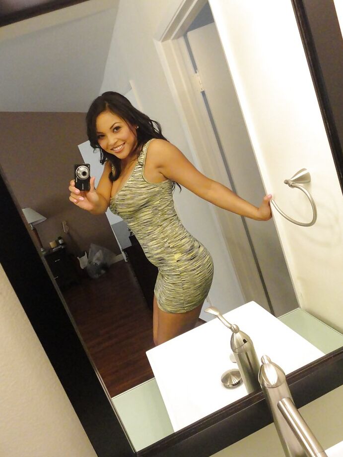 16P Brunette chick Adriana Luna taking nude selfies in mirror while undressing
