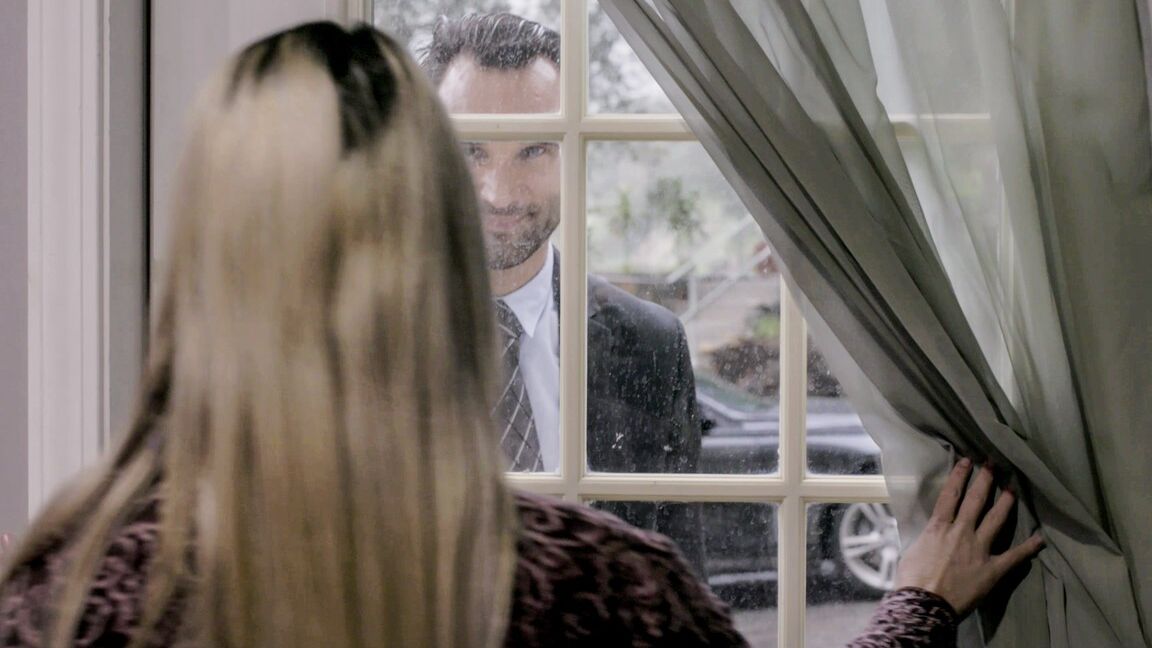 15P Cheating blond Christie Stevens is confronted by hubby while caught in the act