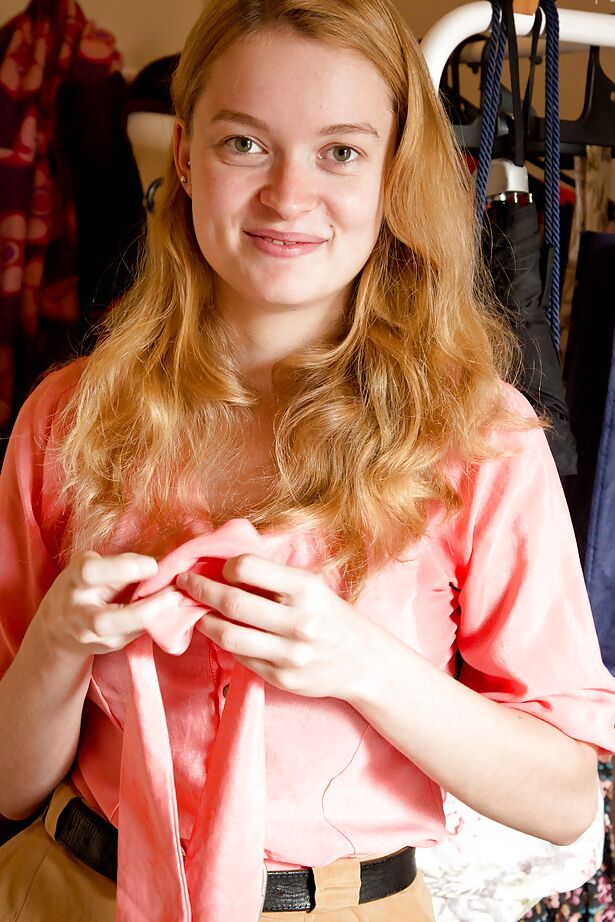 16P Blonde amateur Laney taking off clothes and to bare hairy armpits