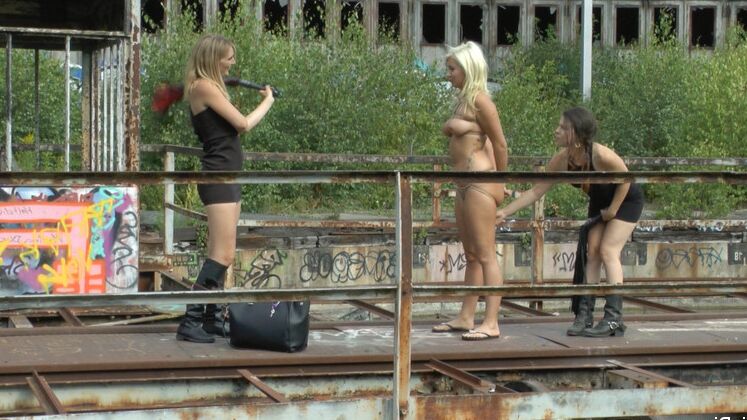 15P Beautiful busty blond can not get enough public humiliation Watch her get DP'd