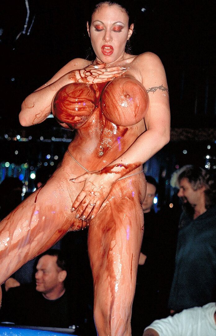 21P Brunette MILF Crystal Gunns gets messy after showing her huge bosom