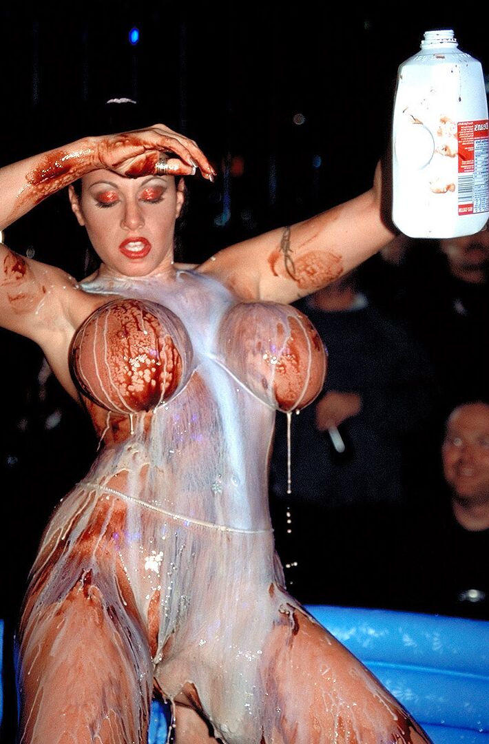 21P Brunette MILF Crystal Gunns gets messy after showing her huge bosom
