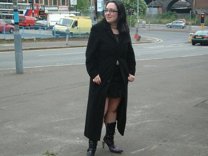 12P Dark haired pumper wanders about in public in a see-through top