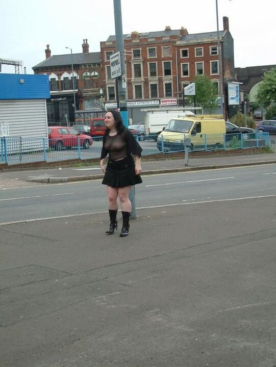 12P Dark haired pumper wanders about in public in a see-through top