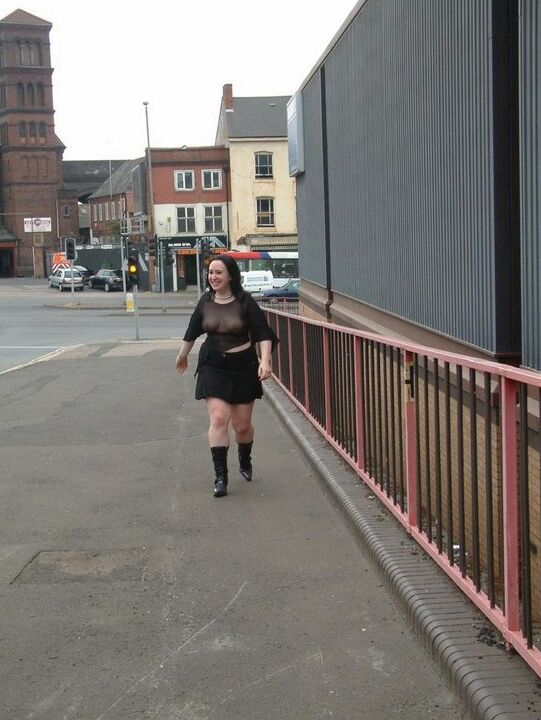 12P Dark haired pumper wanders about in public in a see-through top