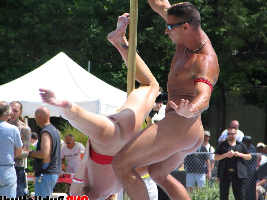 12P Nude couples on stage trying to win a stripper contest