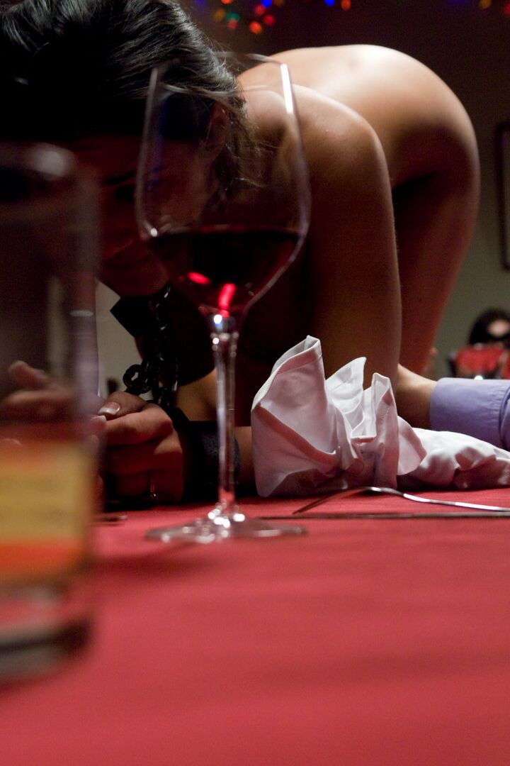 21P Masked babe Charley Chase gets chained and toyed on a table at a BDSM party