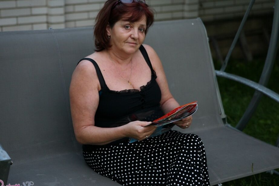 16P Older lesbian Lana and two of her students masturbate on a bench swing