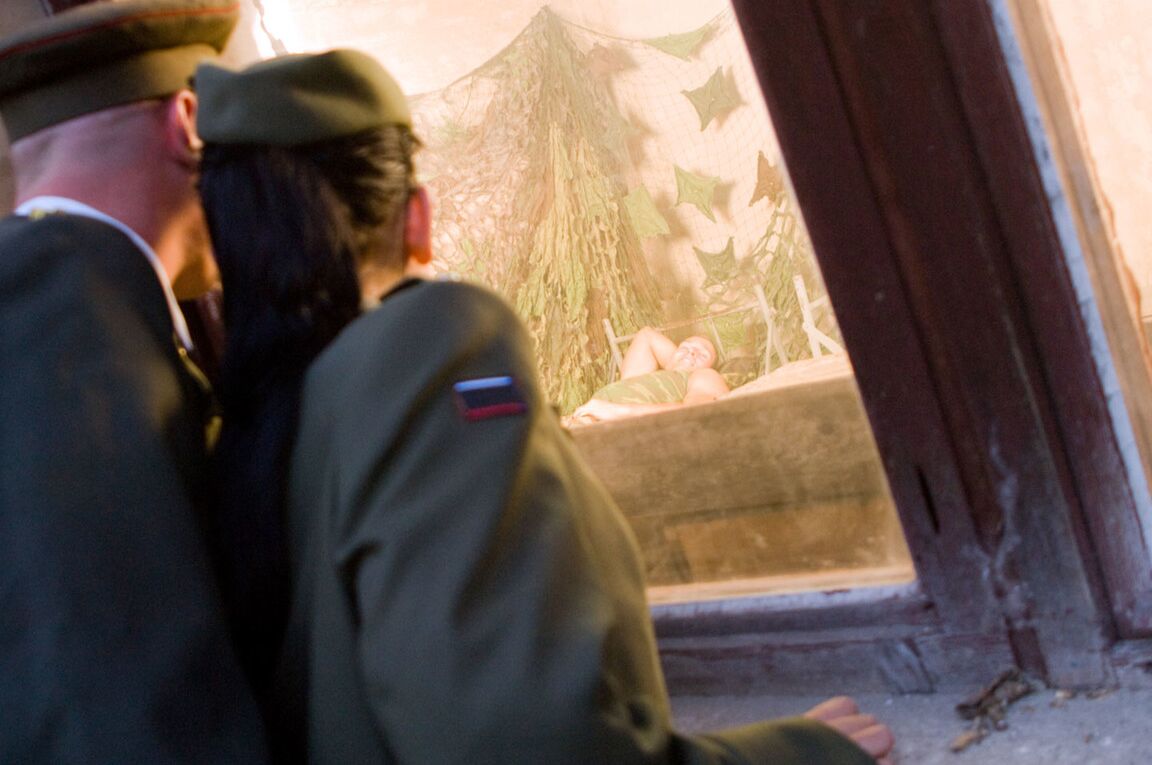 15P Bisexual men take part in a threesome with a hot military chick