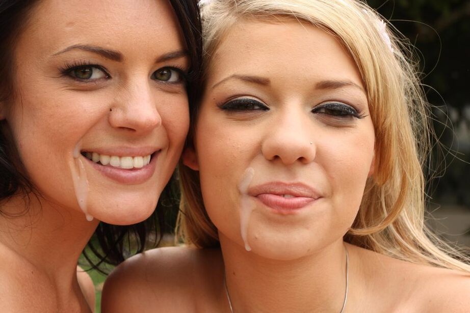 16P Bellezas adolescentes juegan un trío gonzo compartiendo una polla siendo facializadas