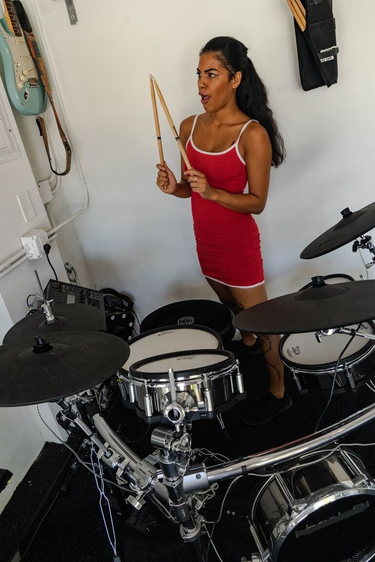 21P Hot Latina Maya Farrell doffs her red dress and gets rammed on a couch