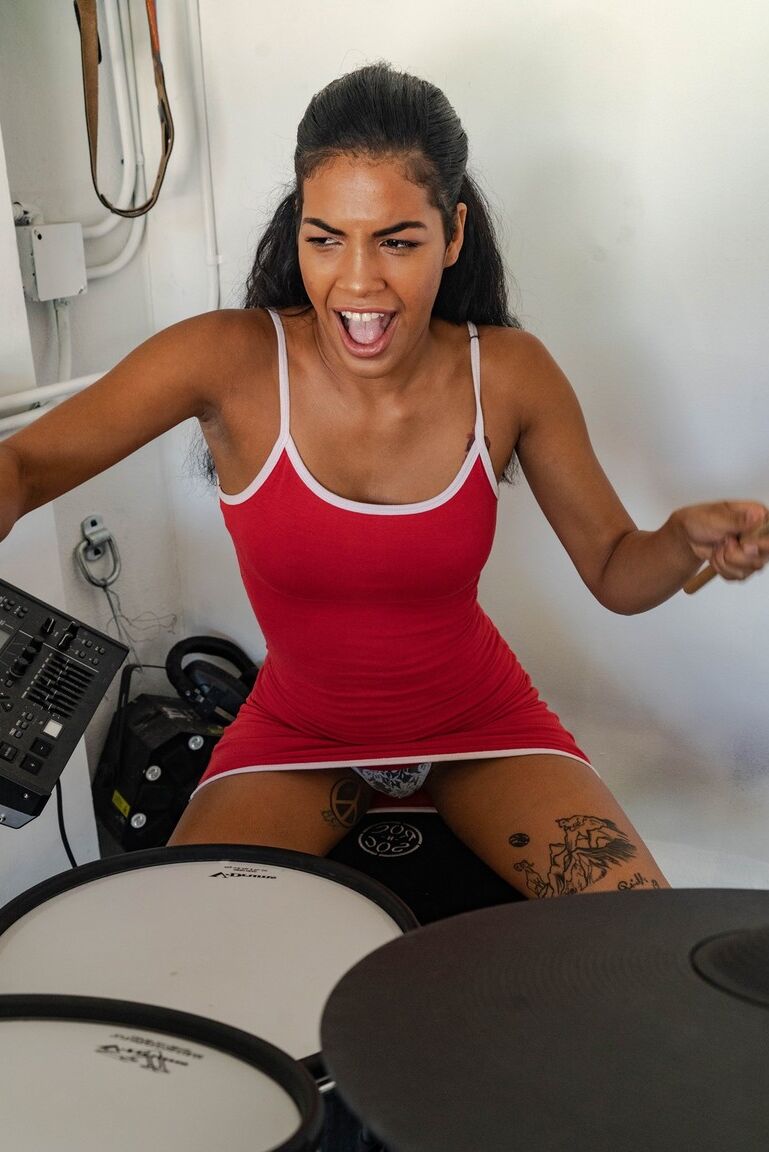 21P Hot Latina Maya Farrell doffs her red dress and gets rammed on a couch